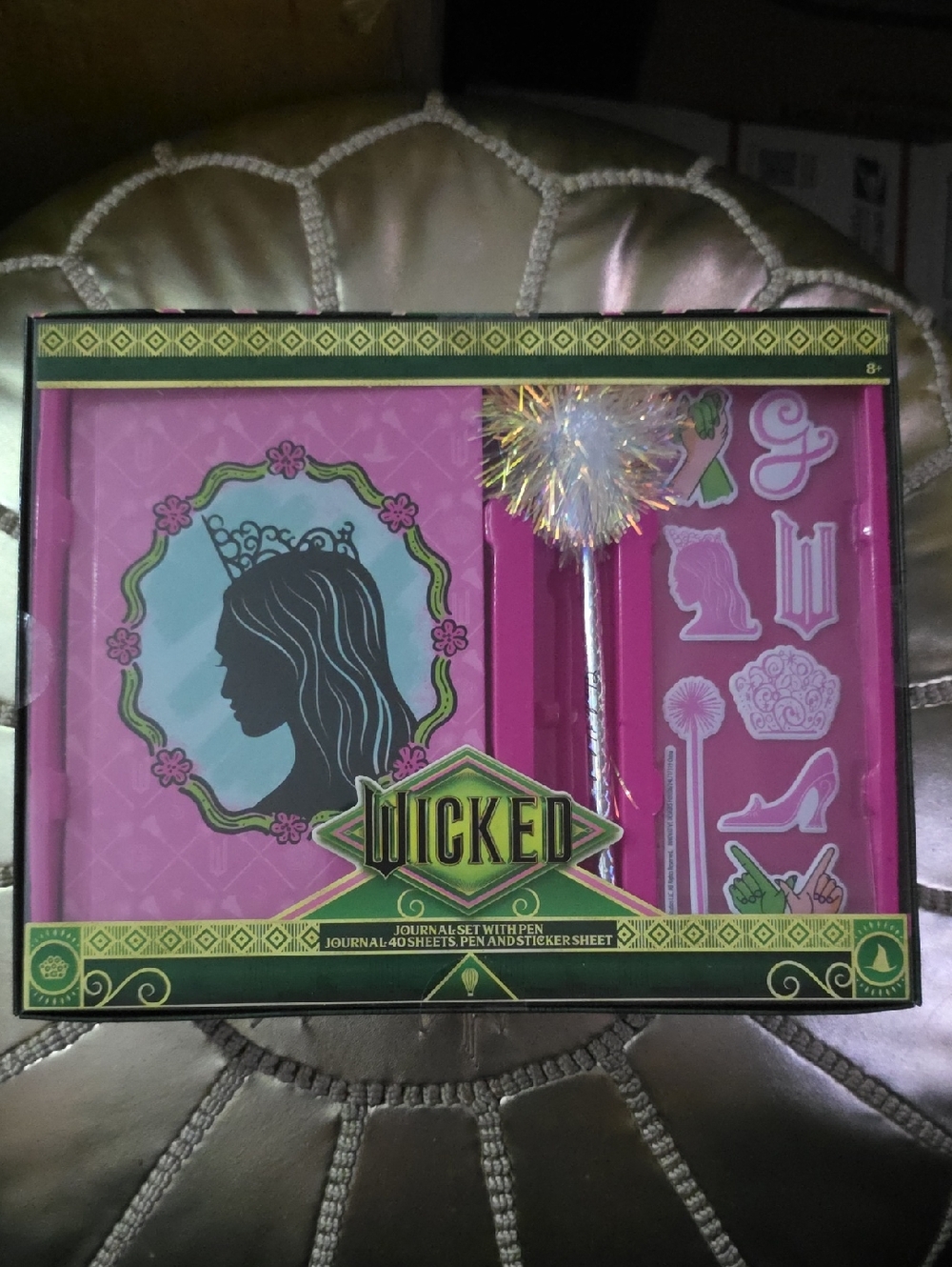 Universal Wicked Pink & Green Journal Set with Sparkle Pen and Stickers